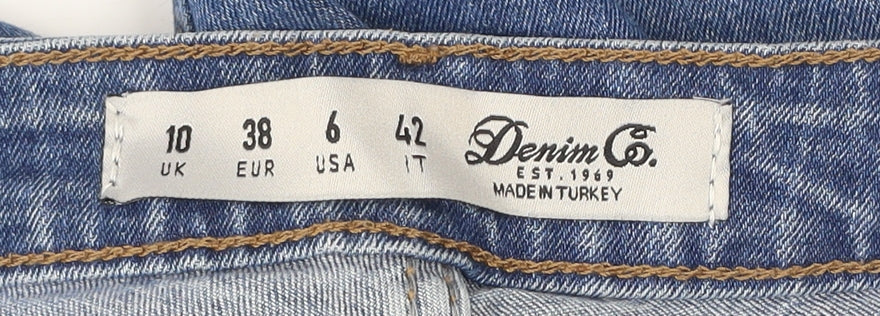 Denim Co. Womens Blue Size 10 Distressed Skinny Jeans