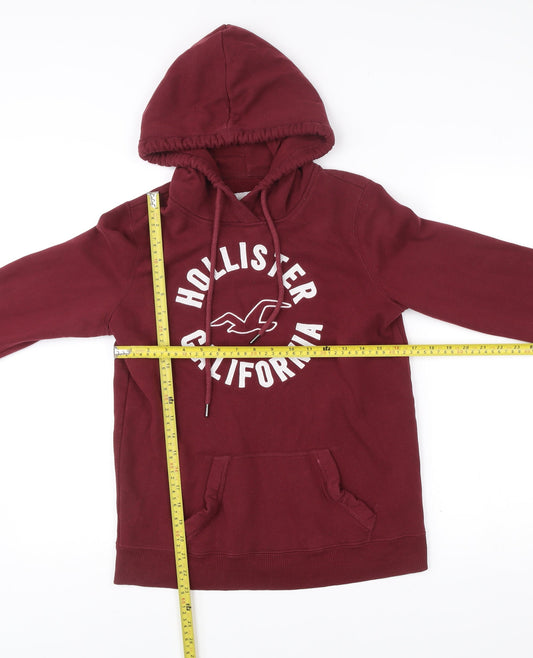 Hollister Women’s Red Pullover Hoodie S Logo Graphic Cotton Blend