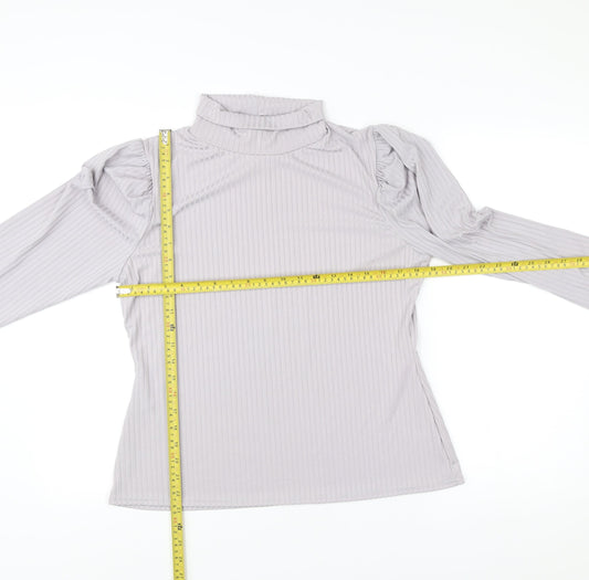 Boohoo Women’s Grey Mock Neck Puff Sleeve Plus Size 20 Blouse