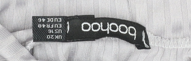 Boohoo Women’s Grey Mock Neck Puff Sleeve Plus Size 20 Blouse