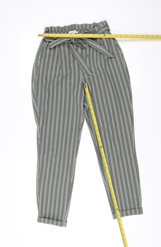 Reserved Women’s Green Striped Paperbag Trousers Size S