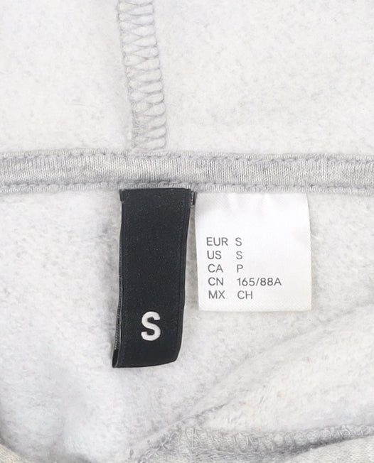 H&M Women’s Grey Pullover Hoodie S Embroidered Floral Casual