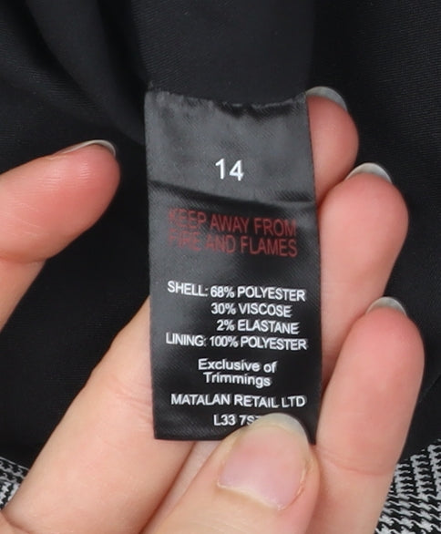 Papaya Women Grey Check Blazer Size 14 Workwear Jacket