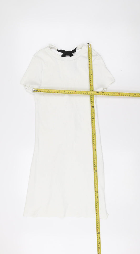 River Island Women’s White Size 8 Cold Shoulder T-Shirt Dress