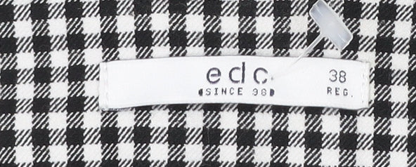 Additional view of EDC women’s black check slim trousers, size UK 10, regular cotton blend