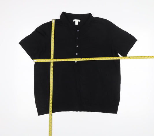 BASICS Men’s Black XL Polo Shirt Short Sleeve Viscose Blend