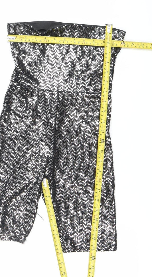 New Look Womens Black Sequin Strapless Slim Fit Playsuit Size 6