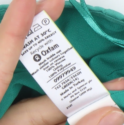 Marks and Spencer Per Una Women Green Viscose Flare Midi Skirt Size 14