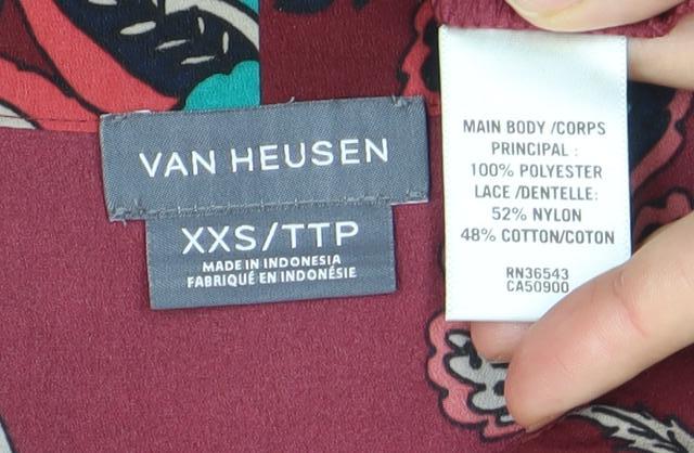 Womens UK Size 2XS Van Heusen Red Tunic Blouse
