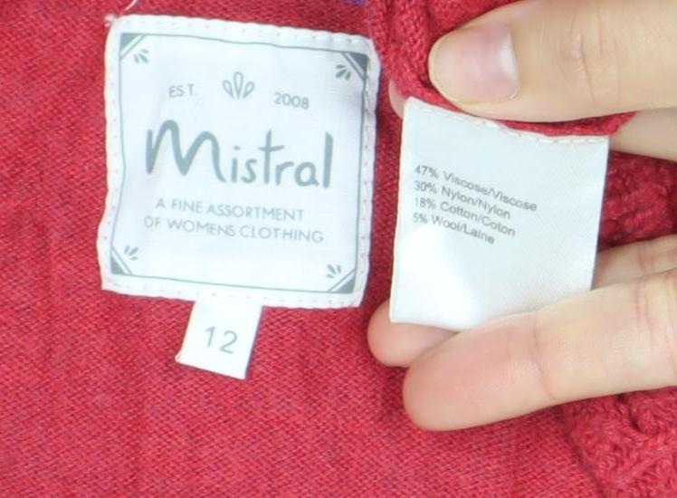 Womens UK Size 12 Mistral Red Cardigan Jumper