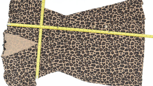 Next Womens Brown Leopard Print Shirt Dress Size 10 Viscose