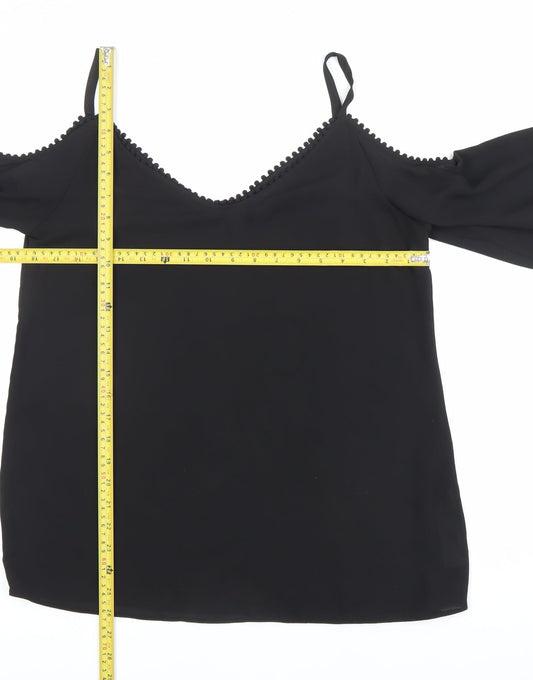 Womens UK Size S Wallis Black Cold Shoulder Blouse