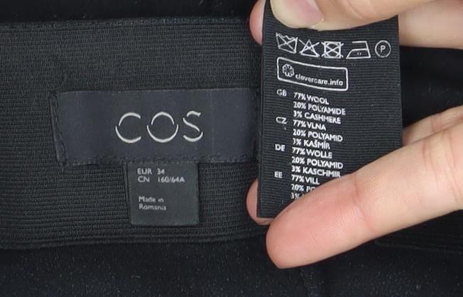 COS Women Black Wool Blend Ruffle Pocket Mini Skirt Size 12