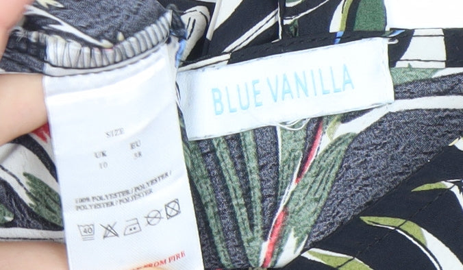 Blue Vanilla Womens Multicoloured Floral Wrap Ruffle Blouse Size 10