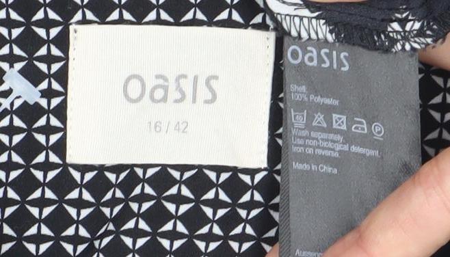 Womens UK Size 16 Oasis Black Tunic Blouse