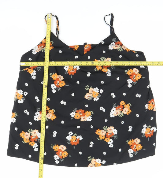 Capsule Womens Black Floral V-Neck Camisole Top Size 18