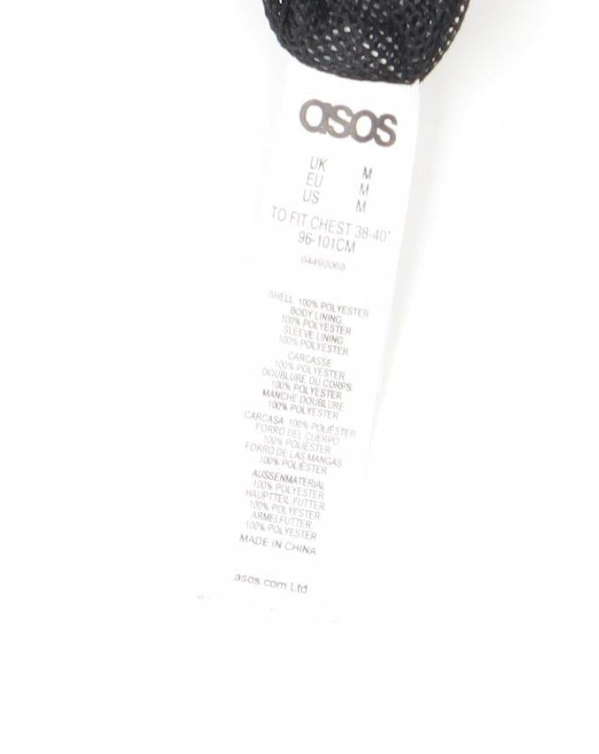 ASOS Men Black Bomber Jacket Size M 38-40" Regular Fit Polyester