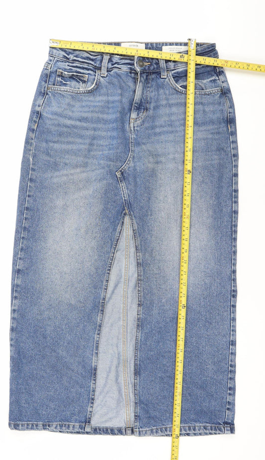 Cotton On Women’s Blue Denim Maxi Skirt Size 10 Casual Pockets