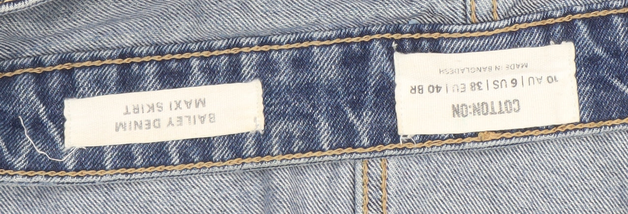 Cotton On Women’s Blue Denim Maxi Skirt Size 10 Casual Pockets