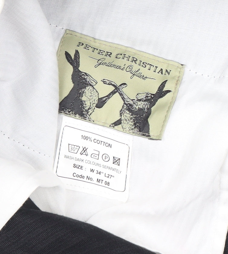 Peter Christian Men’s Black Corduroy Trousers 34W 27L Cotton Straight