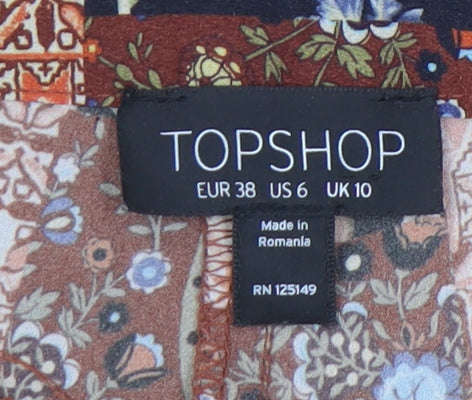 Topshop Womens Multicoloured Viscose Festival Patchwork Floral Shorts UK 10