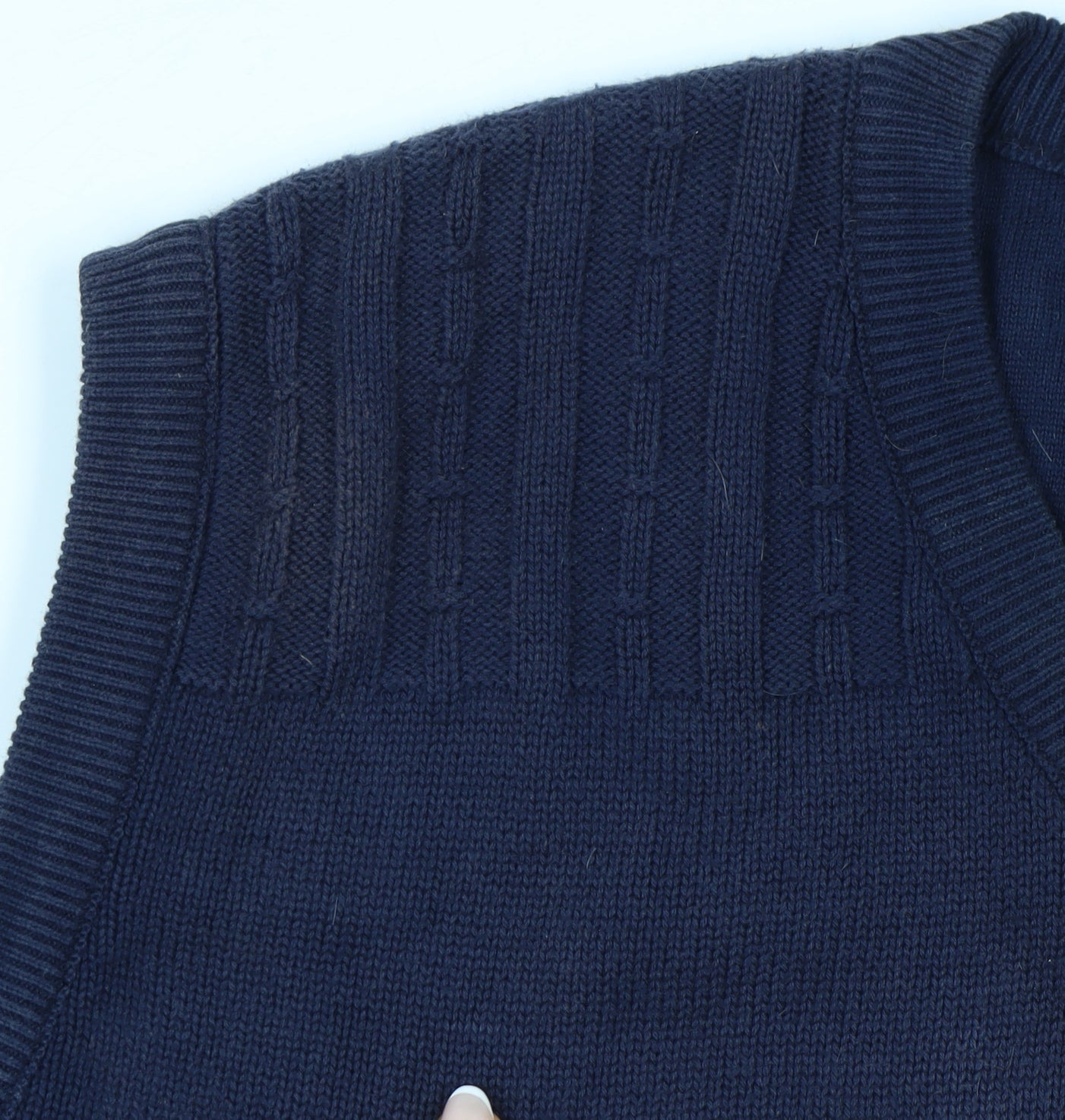 Oscar Jacobson Men's Blue V-Neck Golf Vest Jumper Size L Cotton Blend