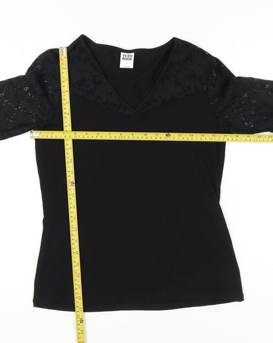 Womens UK Size M VERO MODA Black Tunic Blouse