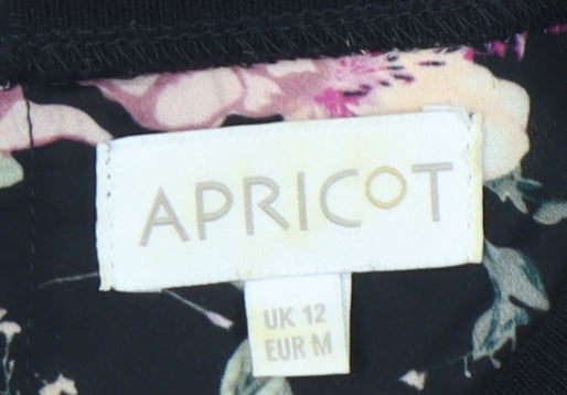 Womens UK Size 12 Apricot Black Tunic Blouse