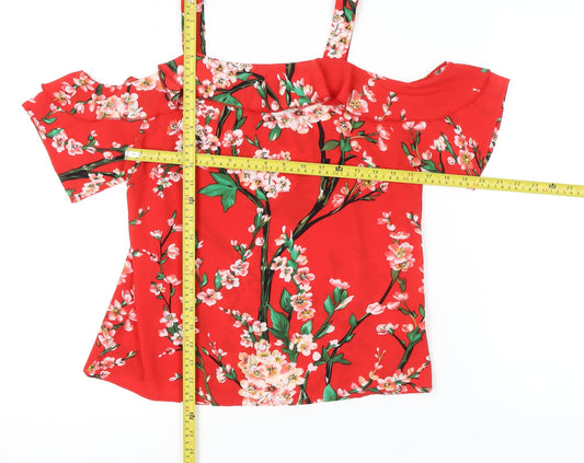 Womens UK Size 10 Quiz Red Tunic Blouse