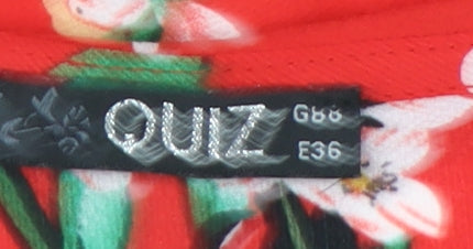 Quiz Womens Red Floral Cold Shoulder Ruffle Blouse Size 10