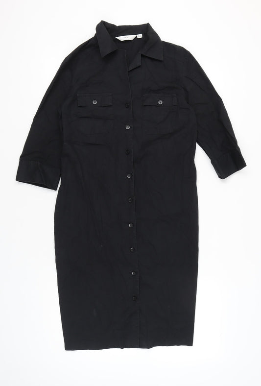 Next Women’s Black Shirt Dress UK 16 Knee Length Cotton