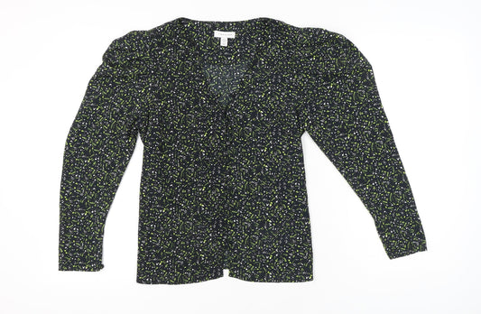 Womens UK Size 10 Topshop Black Wrap Blouse