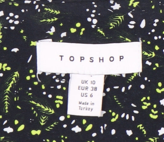 Womens UK Size 10 Topshop Black Wrap Blouse