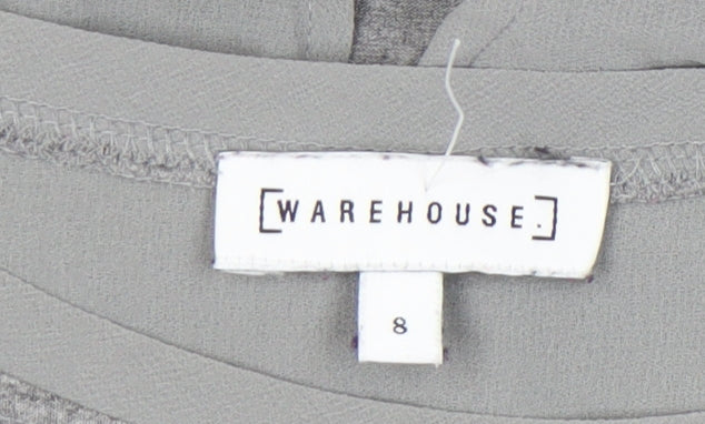 Womens UK Size 8 Warehouse Grey Tunic Blouse