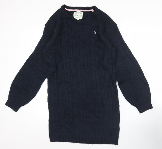 Additional front view of Jack Wills Teens Blue Cable-Knit jumper, size 14, Crew Neck