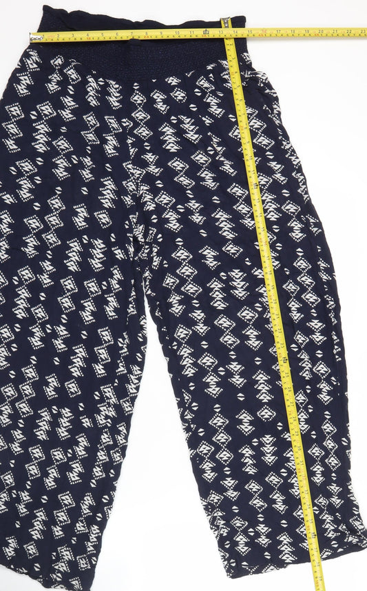 Monsoon Women’s Blue Geometric Harem Trousers Size M Viscose