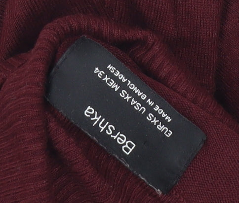 Womens UK Size 2XS Bershka Red Pullover Jumper