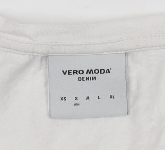 Womens UK Size S VERO MODA White Basic T-Shirt