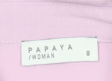 Papaya Women Pink Size 8 Long Sleeve Button-Up Shirt