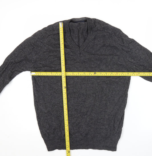 Blue Harbour Men's Grey Wool V-Neck Jumper Pullover L