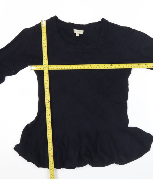 Hobbs Womens Black Wool Viscose Jumper Size 10 Crew Neck 3/4 Sleeve