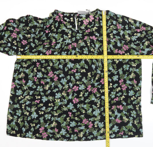 Womens UK Size XL Fransa Black Tunic Blouse