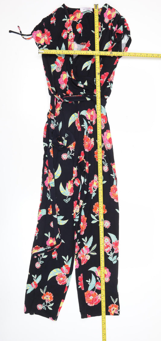 Marks and Spencer Per Una Women’s Size 8 Black Floral Sleeveless Jumpsuit
