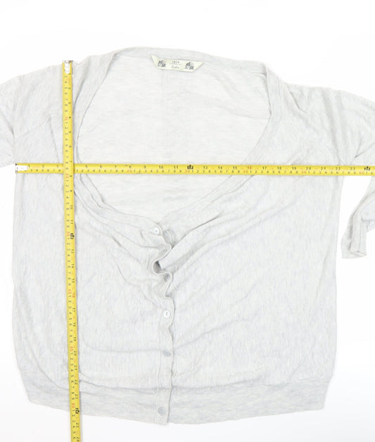 Crew Clothing Co. Womens Grey Cardigan Size 12 V-Neck Long Sleeve