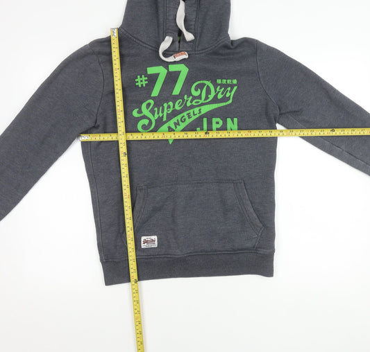 Superdry Mens Grey Pullover Hoodie L Graphic Print Hooded Sweatshirt