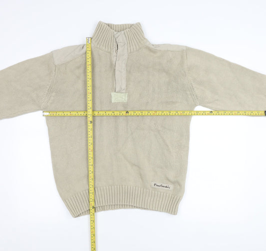 Pierre Cardin Men's Beige Cotton 1/4 Zip Pullover Jumper M