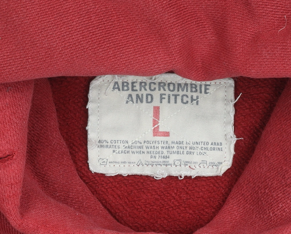 Abercrombie & Fitch Men’s Red Pullover Hoodie L Logo Graphic