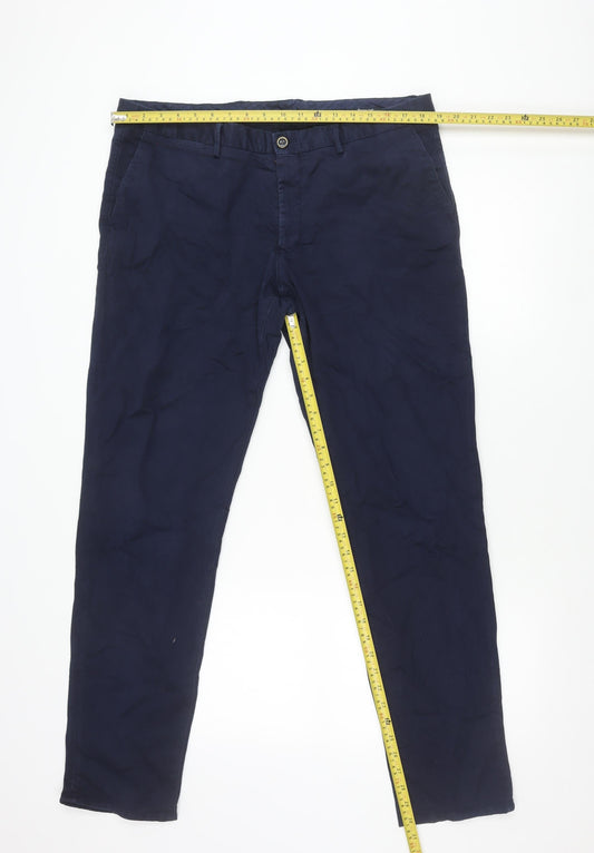 Massimo Dutti Men's Blue Slim Fit Chino Trousers Size M Waist 32