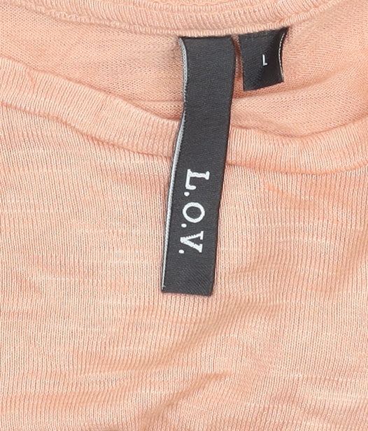 L.O.V. Womens Pink Blouse Size L Long Sleeve Balloon Tunic