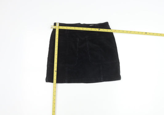 Marks and Spencer Women’s Black Corduroy Skirt Size 8 Short Zip